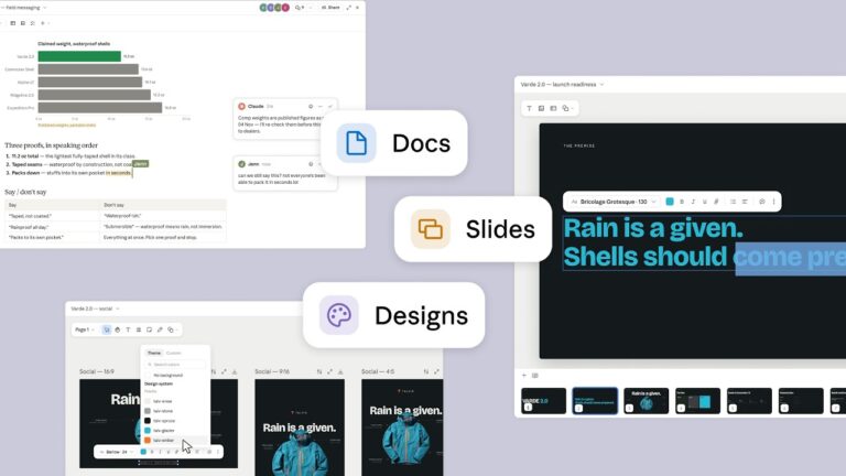 Official Anthropic visual introducing Claude Slides, Claude Design and Claude Docs