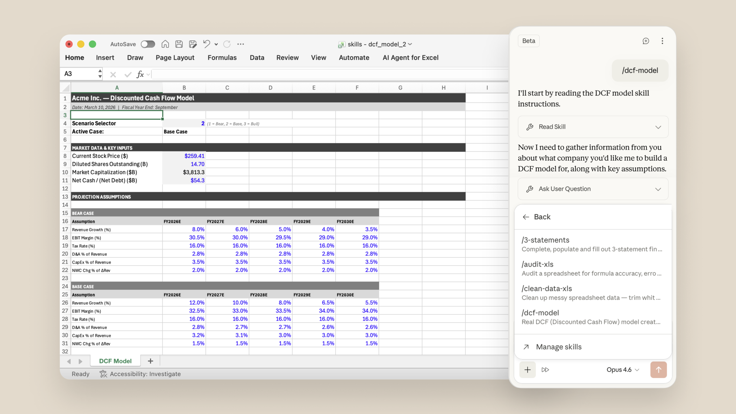Official Claude visual showing cross-file work between Excel and PowerPoint