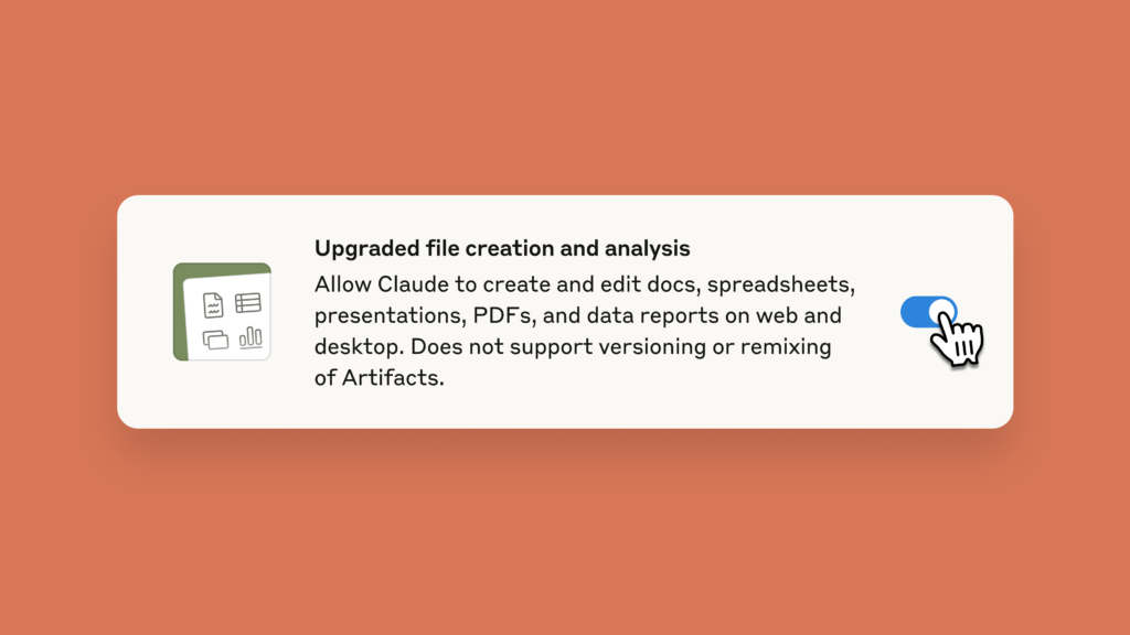 Official Claude visual showing the file creation capability setting