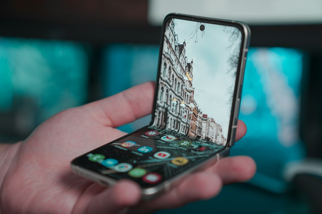 Foldable smartphone illustrating hinge protection and two-part case design for premium foldable devices