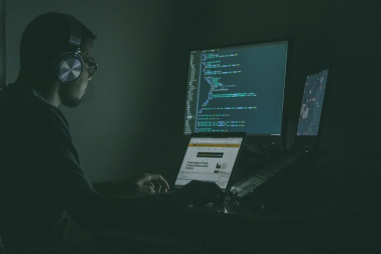 Developer workstation with code illustrating AI model safety monitoring and oversight