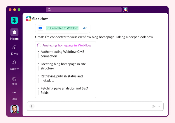 Slackbot using Model Context Protocol integrations inside the Slack interface