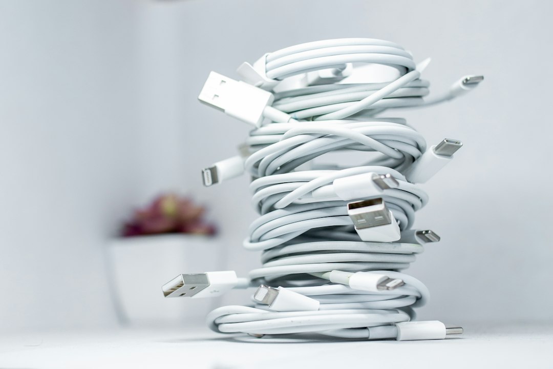 USB-C charging cables arranged on a clean surface