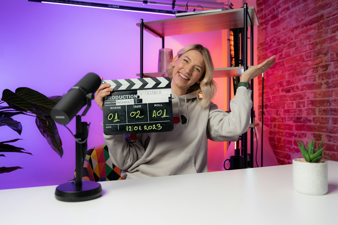 Content creator in a professional video production setup
