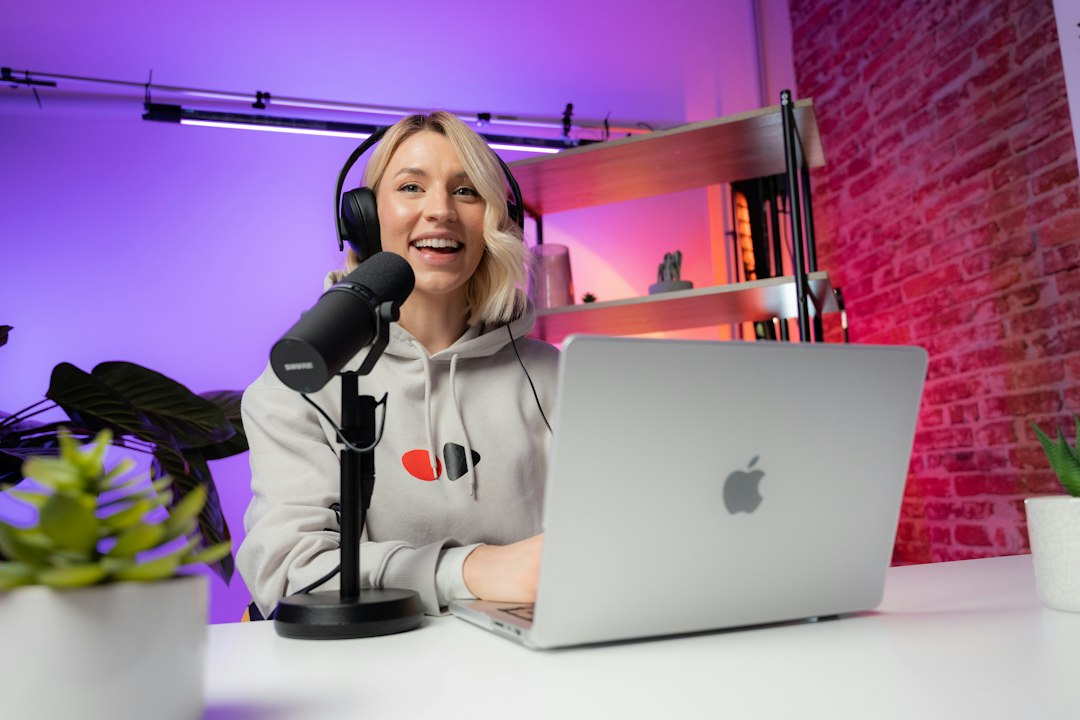 Creator recording video in a studio environment