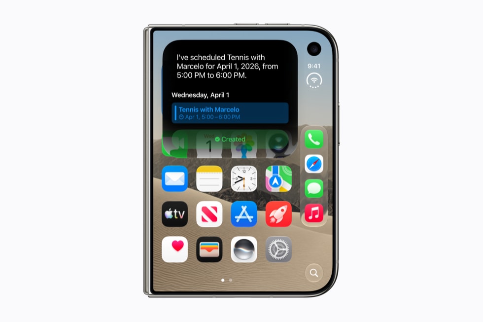 Siri AI creating a calendar event on iPhone Duo