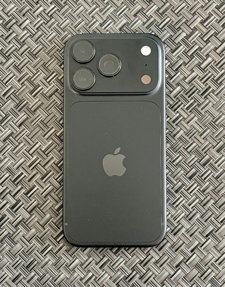Black iPhone 18 Pro photographed from the back showing its rear camera system