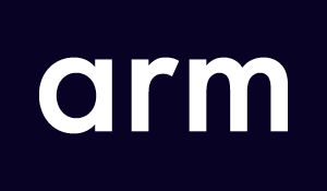 Arm corporate logo in white on a dark background