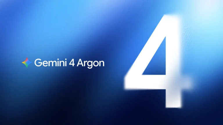 Google promotional artwork for Gemini 4 Argon on a blue gradient background