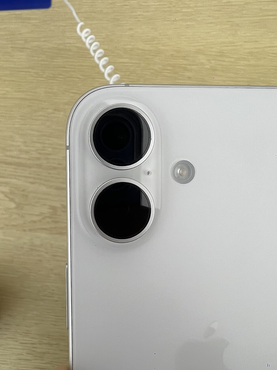 Real-world photograph of an iPhone 16. This is a device reference, not a screen recording interface or an independent test result.