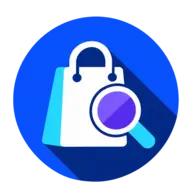 Shopping bag and magnifying glass icon